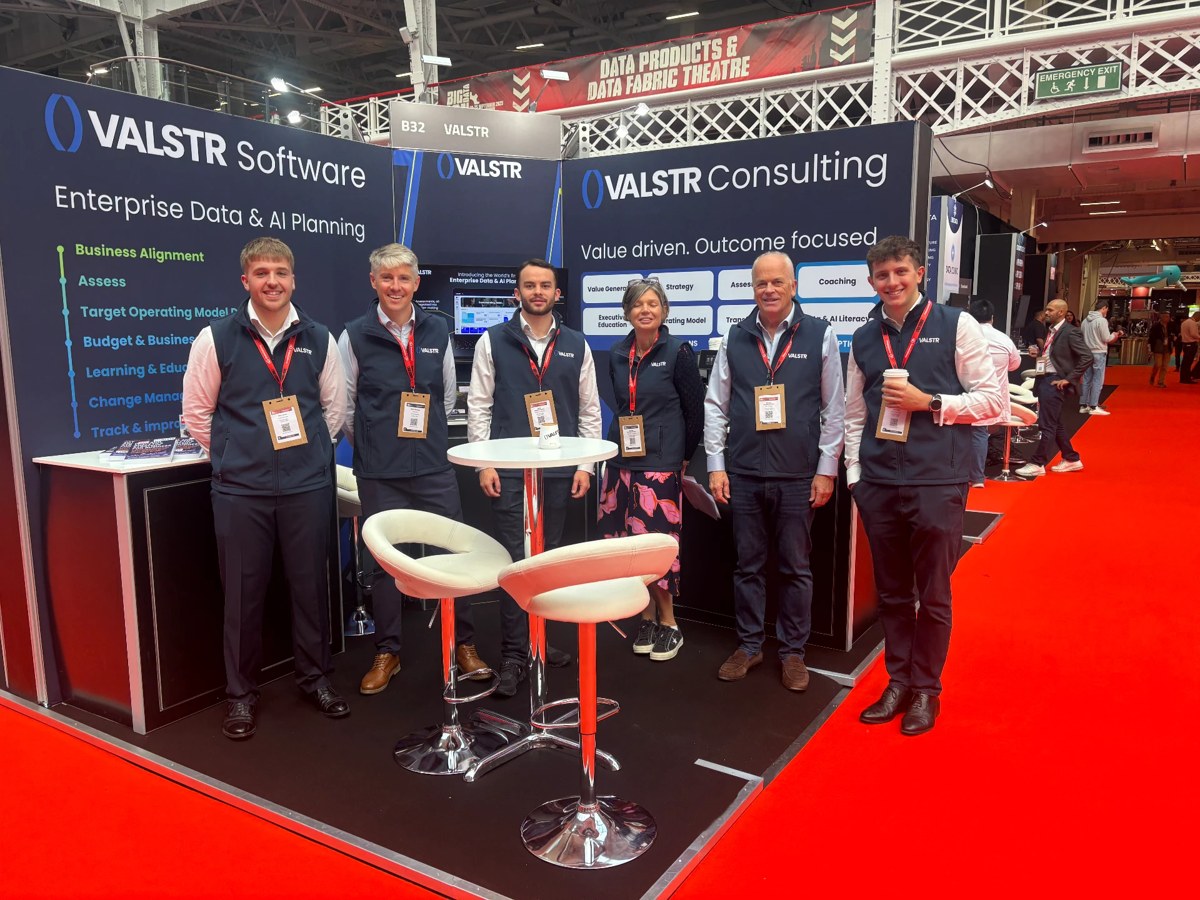 The VALSTR team together at an event at the VALSTR exhibition stand